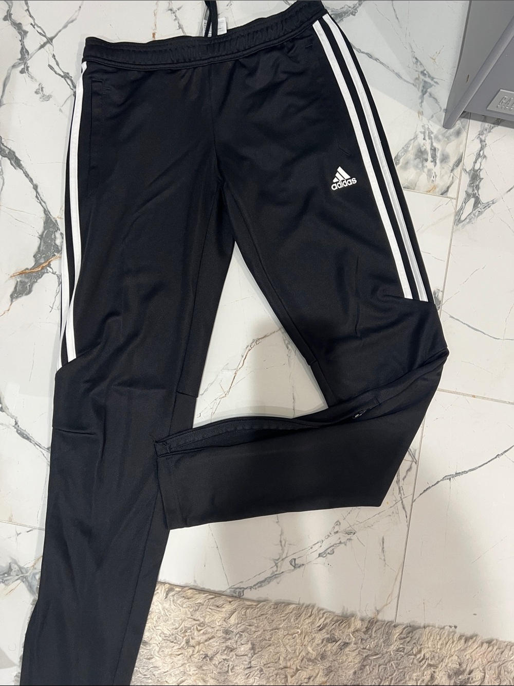adidas Black Joggers with White Three-Stripes